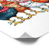 Christmas Chickens Reindeer Farm Animals Xmas Ligh Poster (Ecke)