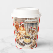 Christmas Chickens Roasting Chestnuts, Cups Pappbecher (Vorderseite)