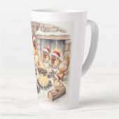 Christmas Chickens Roasting Chestnuts, Latte Mug Milchtasse (Rechte Ecke)