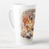 Christmas Chickens Roasting Chestnuts, Latte Mug Milchtasse (Linke Ecke)