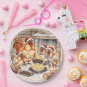 Christmas Chickens Roasting Chestnuts, Plates Pappteller (Party)