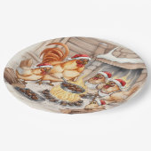 Christmas Chickens Roasting Chestnuts, Plates Pappteller (Schrägansicht)