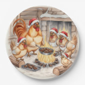 Christmas Chickens Roasting Chestnuts, Plates Pappteller (Vorderseite)