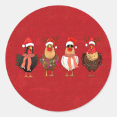 Christmas Chickens Runder Aufkleber (Vorderseite)