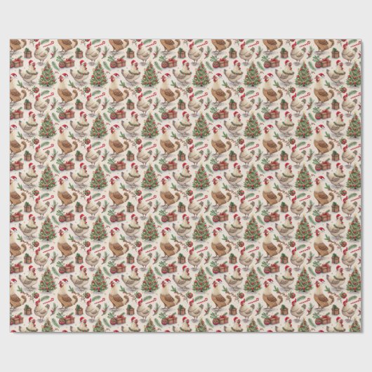 Christmas Chickens Wrapping Paper Geschenkpapier (Flach)