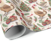 Christmas Chickens Wrapping Paper Geschenkpapier (Rolleneckpunkt)