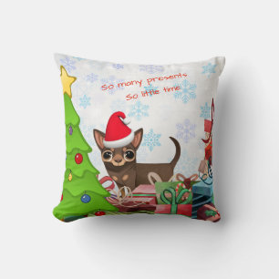 Christmas Chihuahua Accent Pillow Kissen