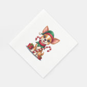 Christmas Chihuahua Cheer Serviette (Ecke)