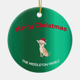 Christmas Chihuahua Dog Green Merry Gruß Keramik Ornament