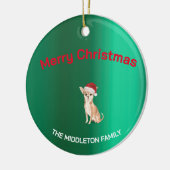 Christmas Chihuahua Dog Green Merry Gruß Keramik Ornament (Links)