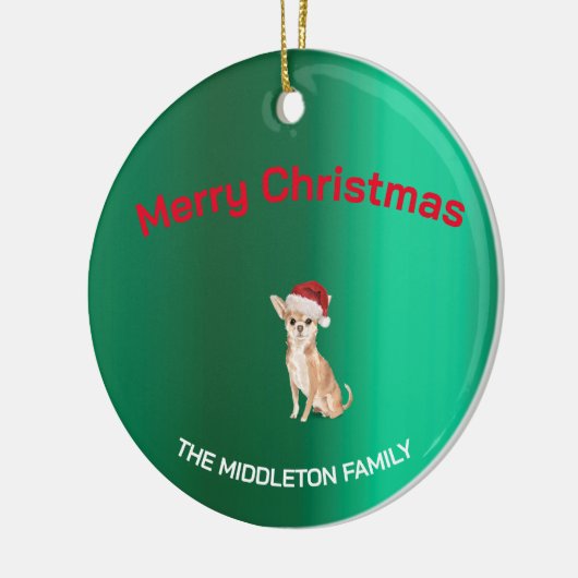 Christmas Chihuahua Dog Green Merry Gruß Keramik Ornament (Links)