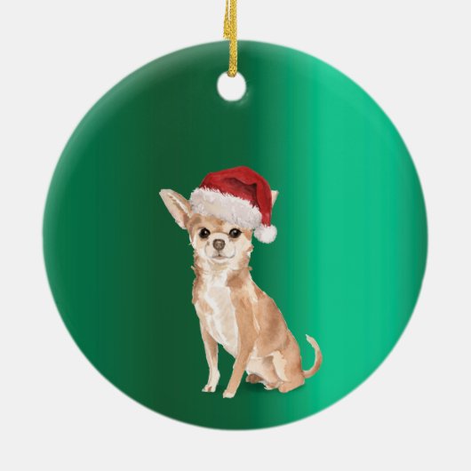 Christmas Chihuahua Dog Green Merry Gruß Keramik Ornament (Hinten)
