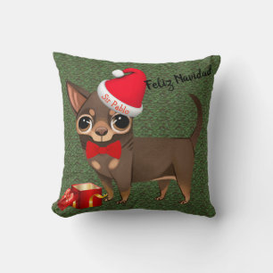 Christmas Chihuahua Feliz Navidad Pillow Kissen