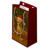 Christmas Chihuahua Gift Bag Kleine Geschenktüte (Vorderseite Schrägansicht)