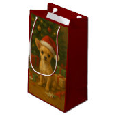 Christmas Chihuahua Gift Bag Kleine Geschenktüte (Rückseite Schrägansicht)