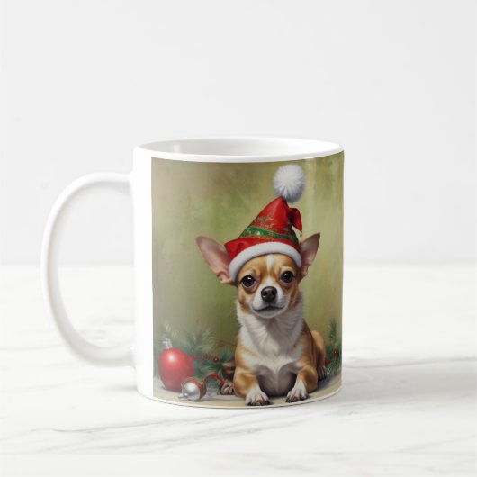Christmas Chihuahua Kaffeetasse (Links)