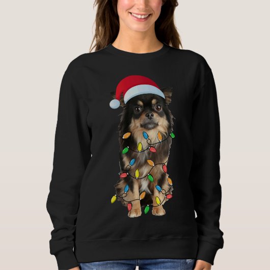 Christmas Chihuahua Long Hair Sweatshirt (Vorderseite)