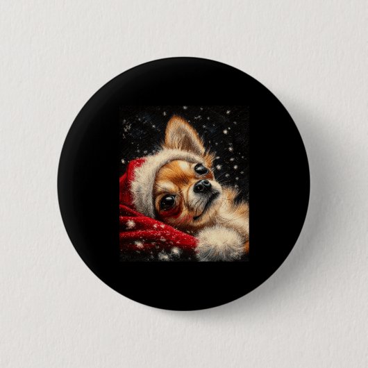 Christmas Chihuahua On A Long Sleeve Button (Vorderseite)