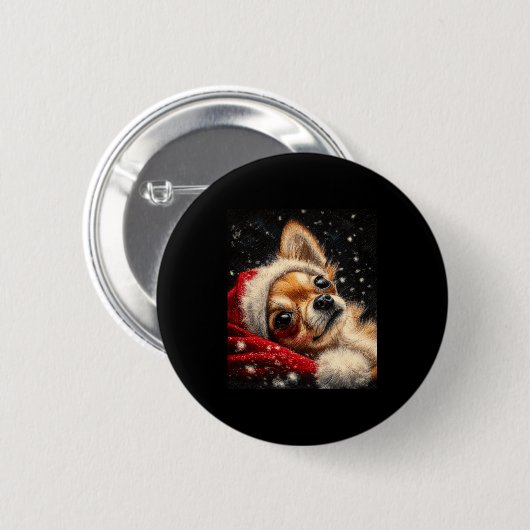Christmas Chihuahua On A Long Sleeve Button (Vorne & Hinten)
