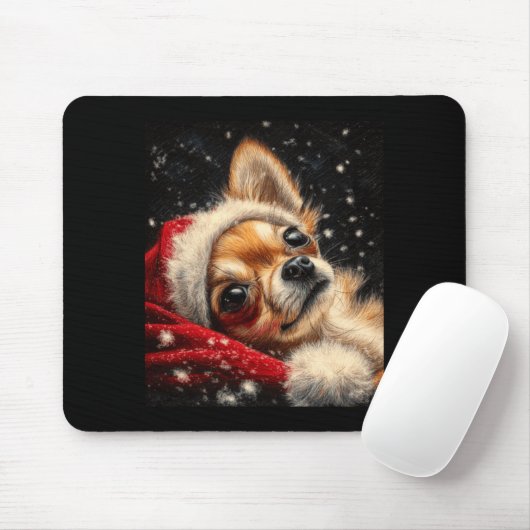 Christmas Chihuahua On A Long Sleeve Mousepad (Mit Mouse)