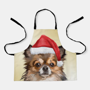 Christmas Chihuahua puppy with Santa hat Schürze