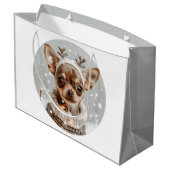 Christmas Chihuahua Reindeer Dog Große Geschenktüte (Rückseite Schrägansicht)