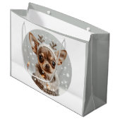 Christmas Chihuahua Reindeer Dog Große Geschenktüte (Vorderseite Schrägansicht)