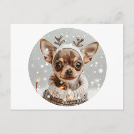 Christmas Chihuahua Reindeer Dog Postkarte