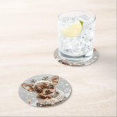 Christmas Chihuahua Reindeer Dog Runder Pappuntersetzer (Vor Ort)