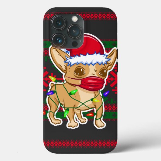 Christmas chihuahua wearing a medical mask Case-Mate iPhone hülle (Rückseite)