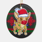 Christmas chihuahua wearing a medical mask keramik ornament (Links)