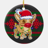 Christmas chihuahua wearing a medical mask keramik ornament (Hinten)