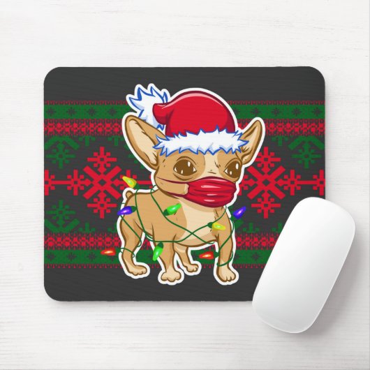 Christmas chihuahua wearing a medical mask mousepad (Mit Mouse)