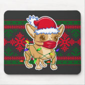 Christmas chihuahua wearing a medical mask mousepad (Vorne)