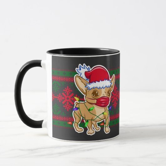 Christmas chihuahua wearing a medical mask tasse (Links)