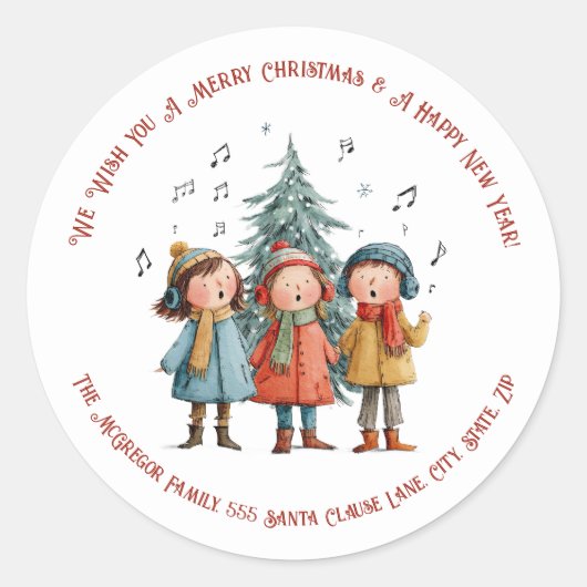 Christmas Children Singing Festive Holiday Sticker (Vorderseite)