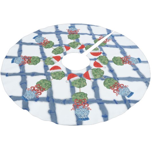 Christmas Chinoiserie Ginger Jar Brushed Polyester Weihnachtsbaumdecke (Schrägansicht)