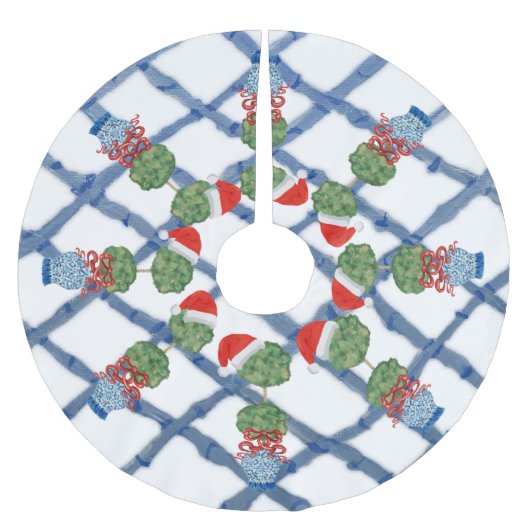 Christmas Chinoiserie Ginger Jar Brushed Polyester Weihnachtsbaumdecke (Vorderseite)