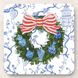 Christmas Chinoiserie Wreath, Ginger Jar, Getränkeuntersetzer