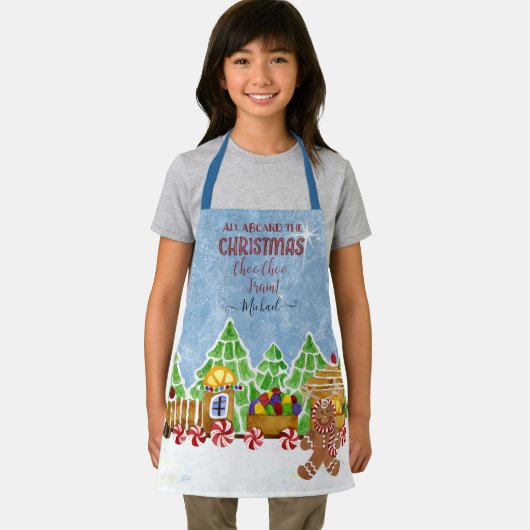 Christmas Choo Choo Train Gingerbread Man in Candy Schürze (Insitu)