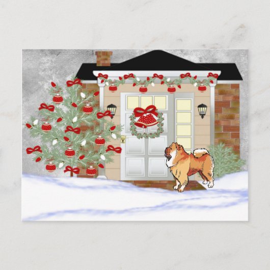 Christmas Chow Dog Feiertagspostkarte (Vorderseite)