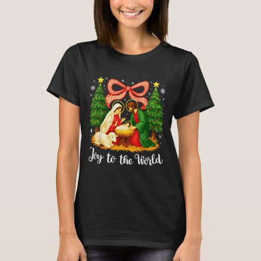 Christmas Christian Joy To The World Coquette Jesu T-Shirt (Vorderseite)