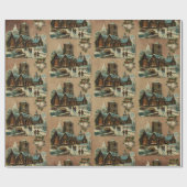 Christmas Church Victorian Carols Bells Christian Geschenkpapier (Flach)