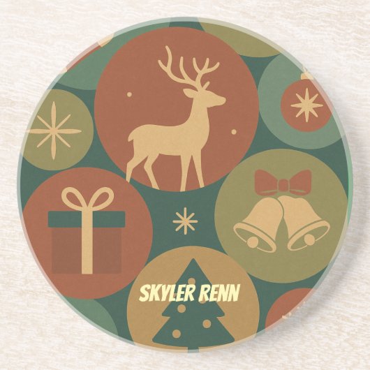 Christmas Circles Pattern Holiday Getränkeuntersetzer (Vorne)