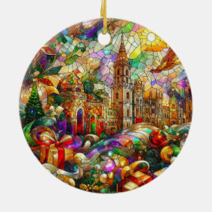 CHRISTMAS CITYSCAPE ~ Keramik Ornament ~ Hell ~