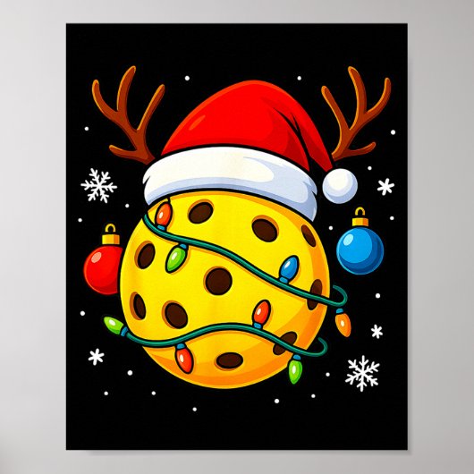 Christmas Ckleball Santa Hat Lights Srts Xmas Paja Poster (Vorne)