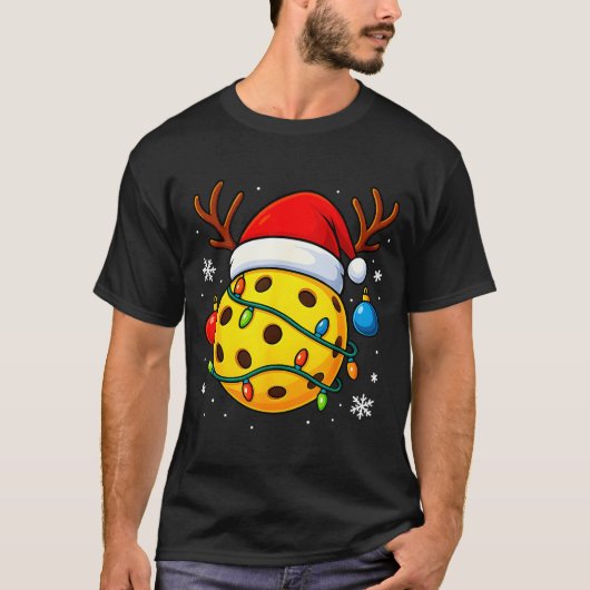 Christmas Ckleball Santa Hat Lights Srts Xmas Paja T-Shirt (Vorderseite)
