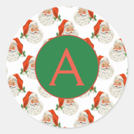 CHRISTMAS CLASSIC ROUND STICKER CUSTOM INITIAL