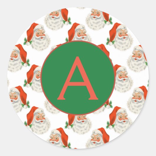 CHRISTMAS CLASSIC ROUND STICKER CUSTOM INITIAL (Vorderseite)