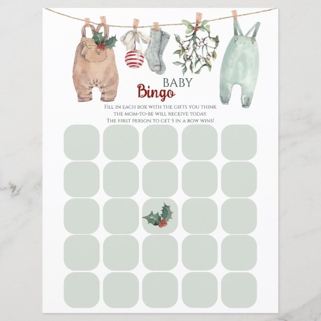 Christmas Clothes Baby Bingo Game (Vorderseite)